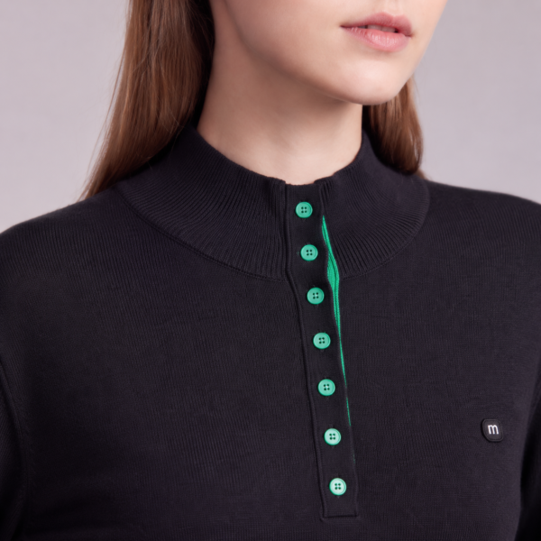Women's Mock Neck Button-Down Knit Sweater