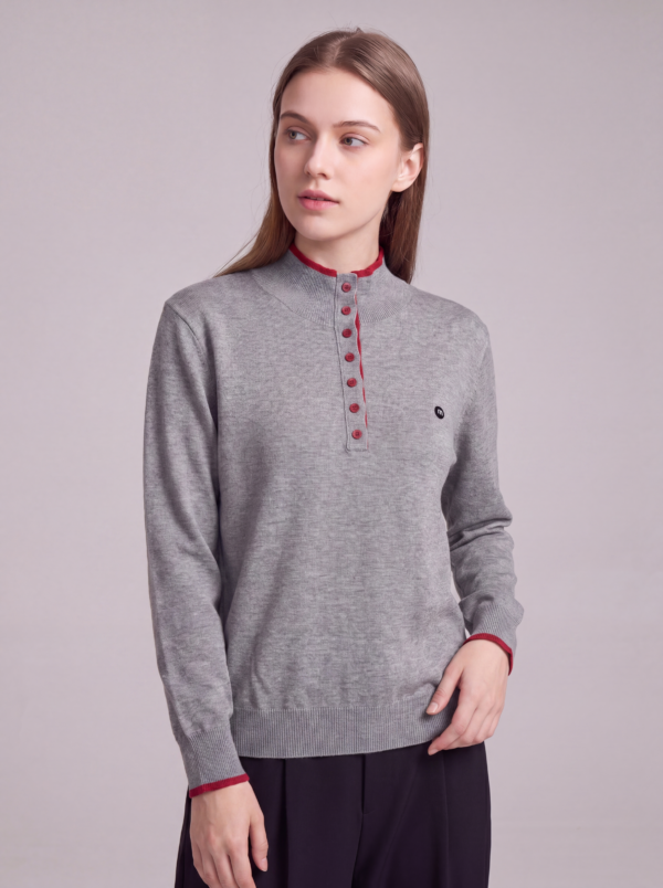 Women's Mock Neck Button-Down Knit Sweater