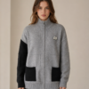 Women's Color Block Zip-Up Knit Cardigan
