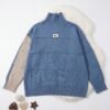 Color Block Turtleneck Knit Sweater for Women