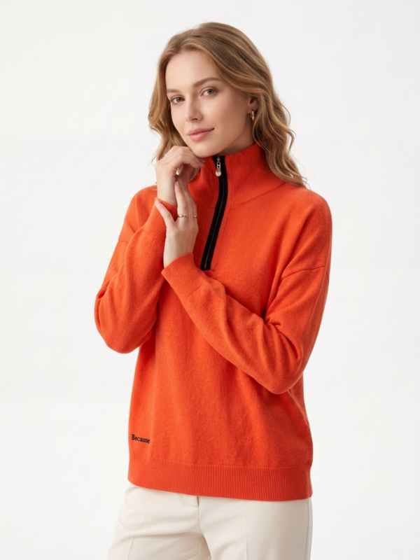 Render_NB-1780367190-e155 Half Zip Collar Loose Knit Pullover Sweater