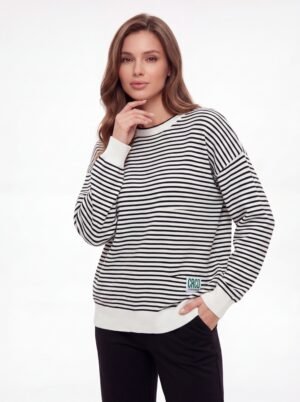 Women's Striped Crew Neck Knit Sweater