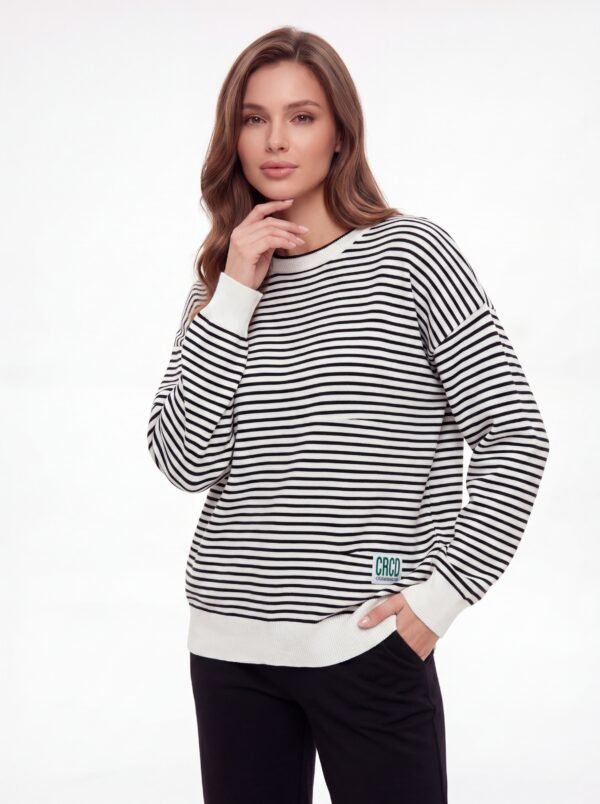 Women's Striped Crew Neck Knit Sweater