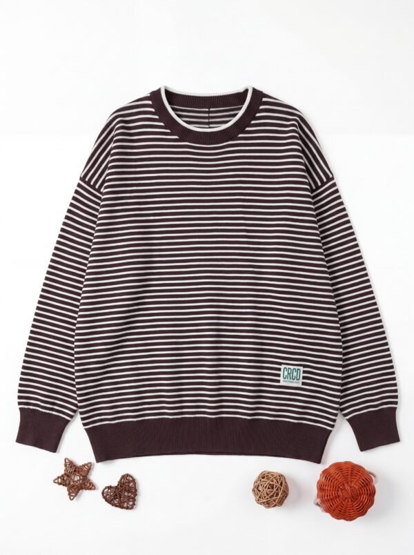 Women's Striped Crew Neck Knit Sweater