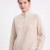 Women's Half-Zip Ribbed Knit Sweater