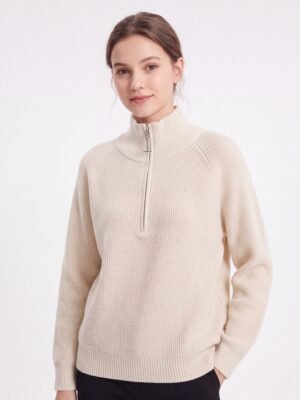 Women's Half-Zip Ribbed Knit Sweater