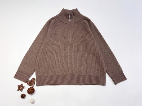 Women's Half-Zip Ribbed Knit Sweater
